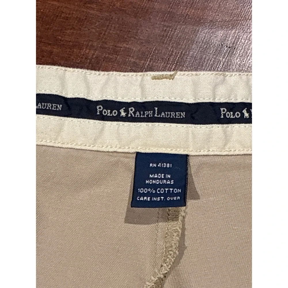 Polo Ralph Lauren Chino Pants Men 40x32 Khaki Pleated Front 100% Cotton